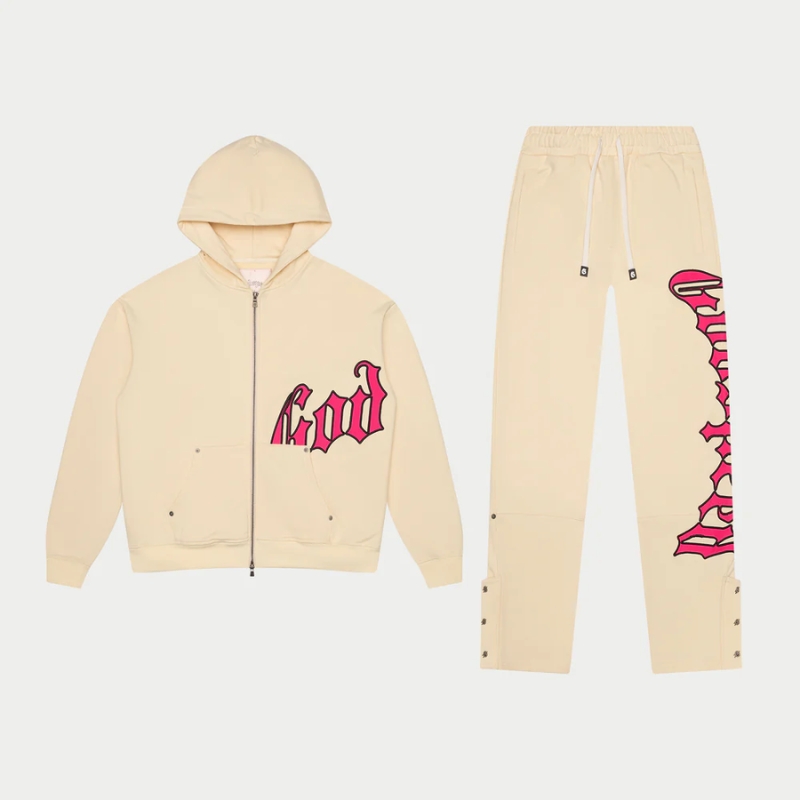 Godspeed OG Logo Bone & Pink Sweatsuit Godspeed OG Logo Bone & Pink Sweatsuit