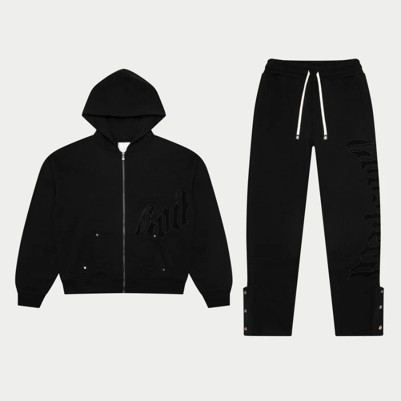 Godspeed OG Logo Stitched Black Sweatsuit Godspeed OG Logo Stitched Black Sweatsuit