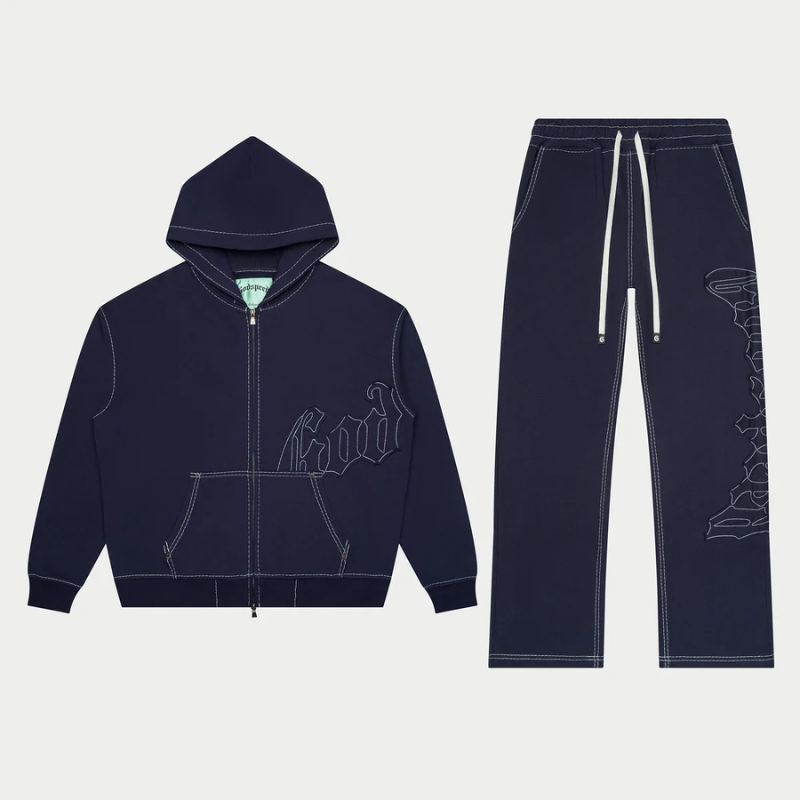 Godspeed OG Logo Stitched Navy Sweatsuit Godspeed OG Logo Stitched Navy Sweatsuit