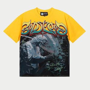 Godspeed Botanical Reaper Vintage Graphic Tee - Yellow