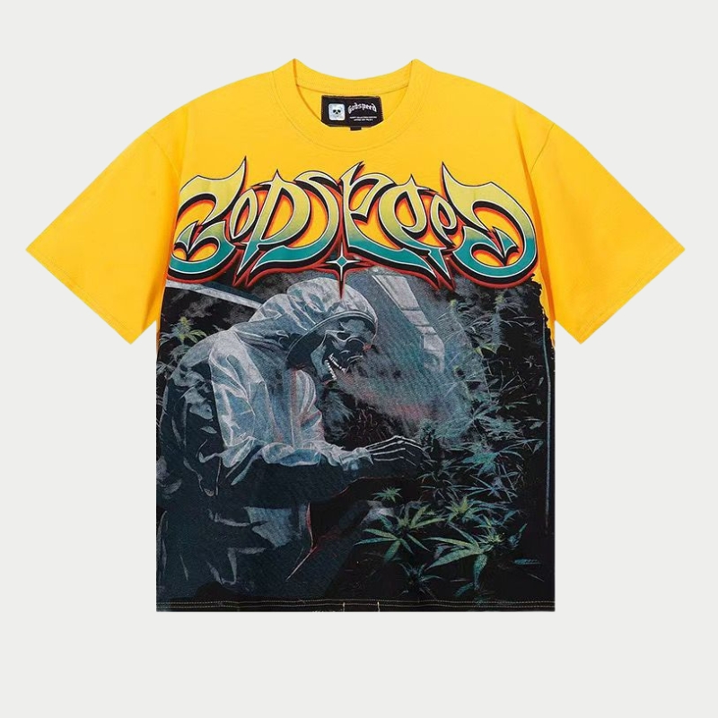 Godspeed Botanical Reaper Vintage Graphic Tee - Yellow