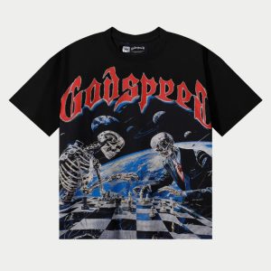 Godspeed Cosmic Checkmate Vintage Graphic Tee - Black