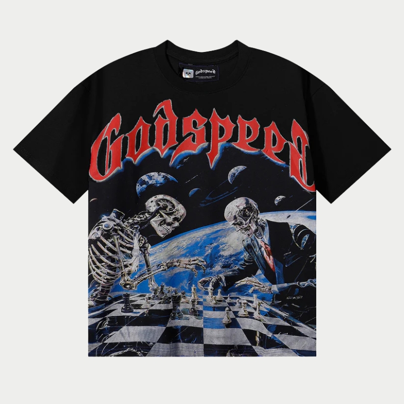Godspeed Cosmic Checkmate Vintage Graphic Tee - Black Godspeed Cosmic Checkmate Vintage Graphic Tee - Black