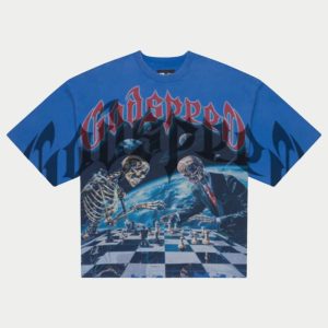 Godspeed Cosmic Checkmate Vintage Graphic Tee - Royal Blue