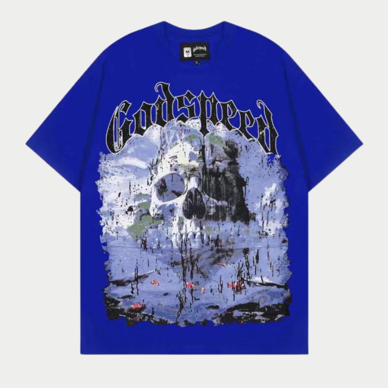 Godspeed Deep Sea Skull Vintage Graphic Tee - Royal Blue Godspeed Deep Sea Skull Vintage Graphic Tee - Royal Blue