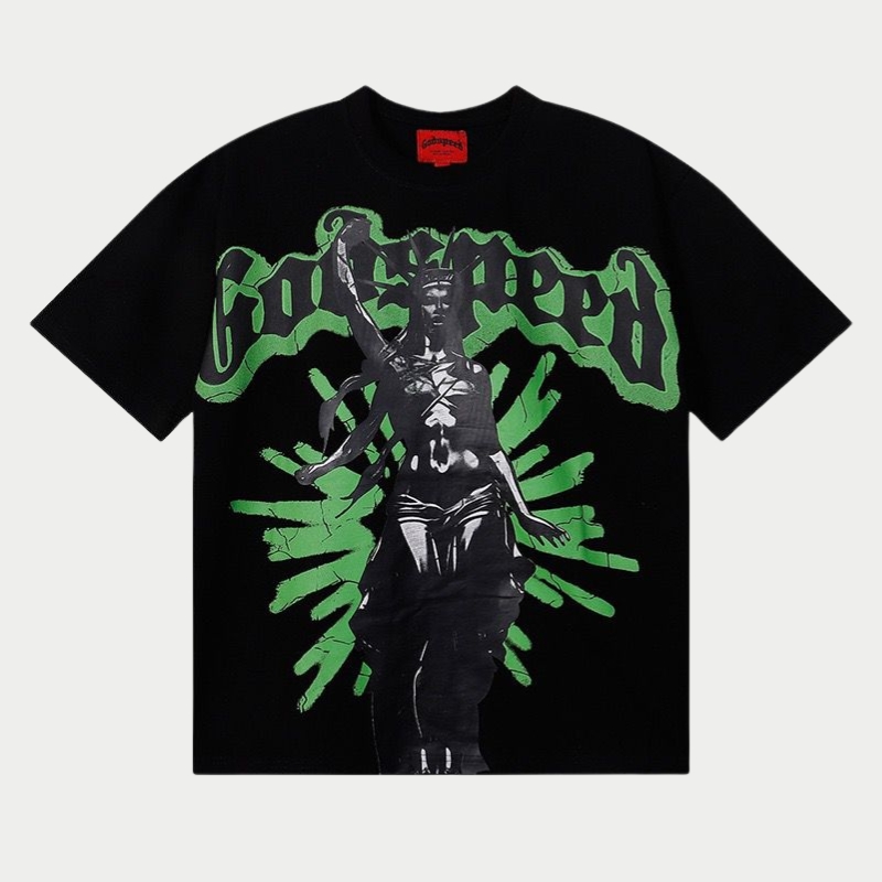 Godspeed Neon Goddess Gothic Graphic T-Shirt Godspeed Neon Goddess Gothic Graphic T-Shirt