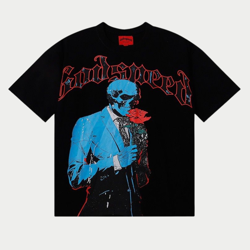 Godspeed Black Blue Skeleton Rose Tee