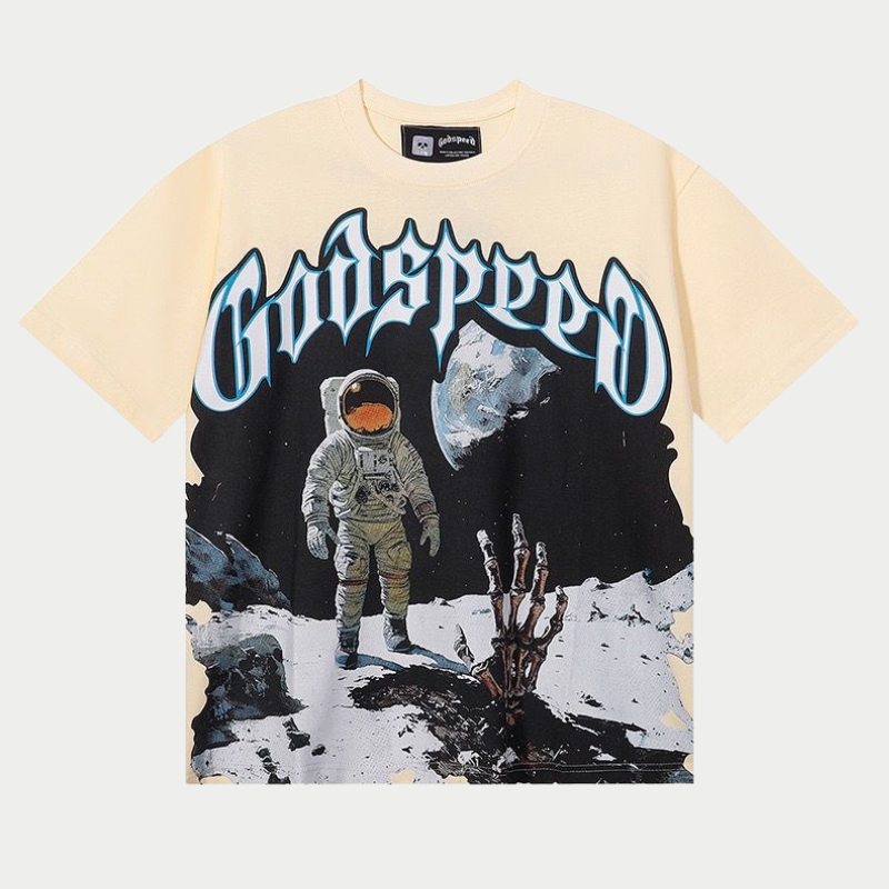 Godspeed Moon Astronaut Cream Graphic T-Shirt Godspeed Moon Astronaut Cream Graphic T-Shirt