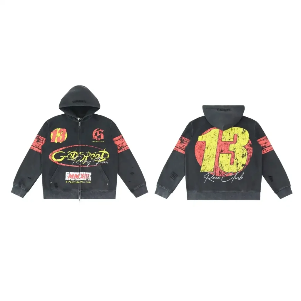 God Speedway Zip-Up Hoodie Black