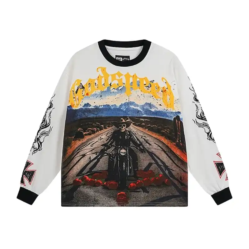 Godspeed Biker Highway White Long Sleeve