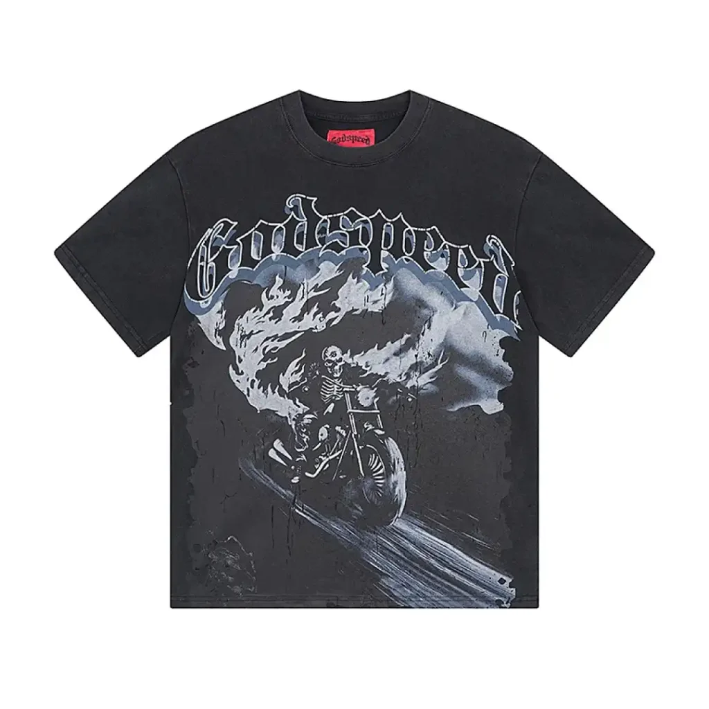 Godspeed Biker Skeleton Black T-Shirt