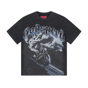 Godspeed Biker Skeleton Black T-Shirt