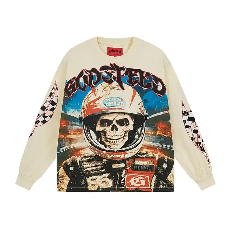 Godspeed Skull Racer Cream Long Sleeve Godspeed Skull Racer Cream Long Sleeve