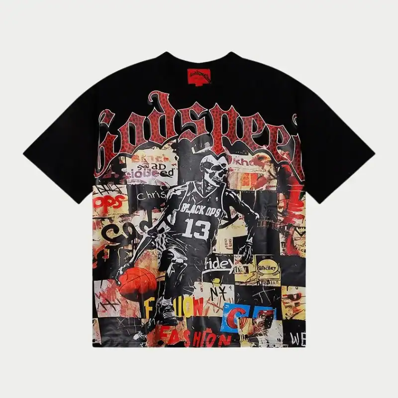 Godspeed Wake Em Up Basketball Skeleton Tee Godspeed Wake Em Up Basketball Skeleton Tee
