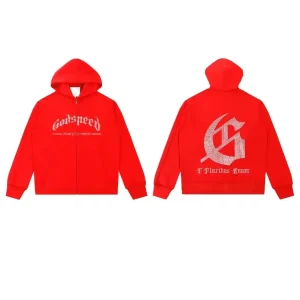 Bling Logo Godspeed Zip Hoodie Red