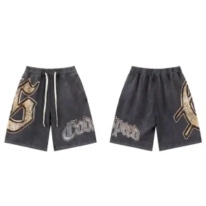 Charcoal Godspeed Print Shorts