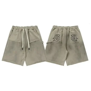 Distressed Pocket Godspeed Shorts Dark Cream