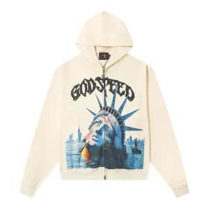 Godspeed Sun Eye Liberty Zip-Up Hoodie Cream