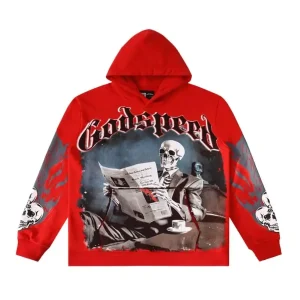Newspaper Reading Godspeed Hoodie Red