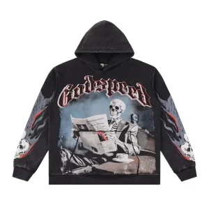 Stock Crash Godspeed Skeleton Hoodie Washed Black